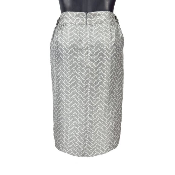 DRIES VAN NOTEN Silk Pleated Office Dot Circles Patterned Grey White Skirt sz 40 - Picture 3 of 7